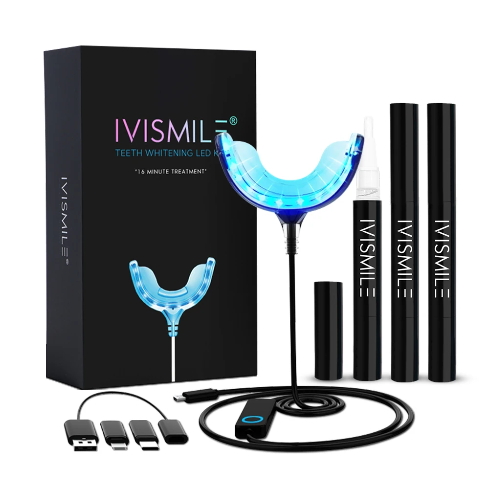 

IVISMILE Private Label Home Use 16 Min Timer Blue LED Teeth Whitening Light Kit