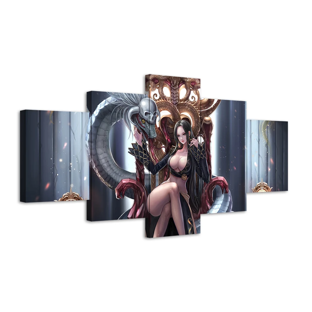 

5pcs Sexy Anime Girl Poster Wall Pictures ONE PIECE BOA HANCOCK Poster Artwork Canvas Painting Wall Art for Living room, Multiple colours