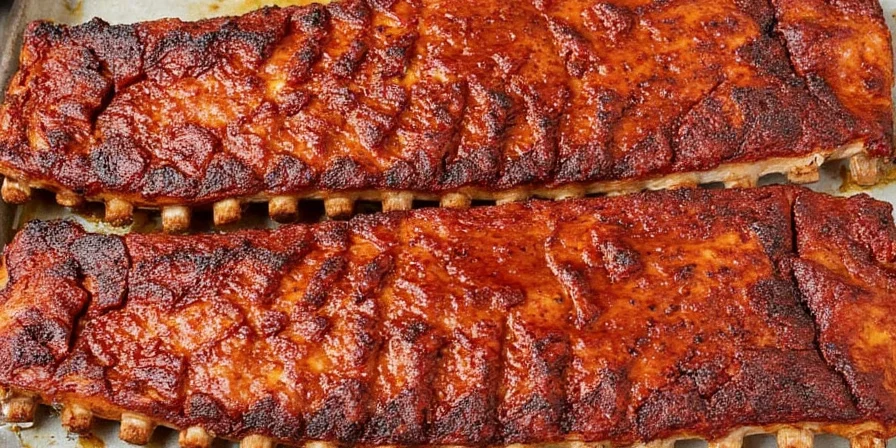 Ribs smoking on a pellet grill