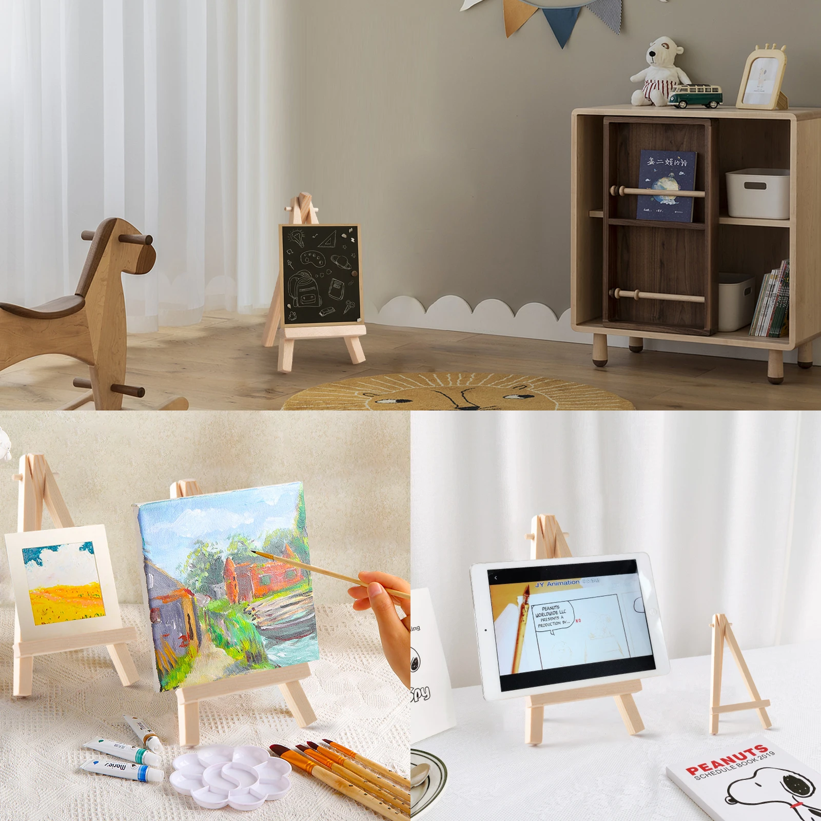 

DIY Supply 3.55 x 6.3 inch Mini Wood Painting Easel For Painting Postcard Photo Display Holder Frame Cute Desk Decor