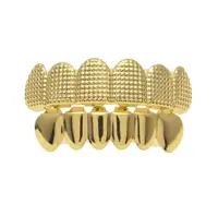 

Queena Gold Silver Color Hip Hop Lattice Shape Teeth Grillz Top