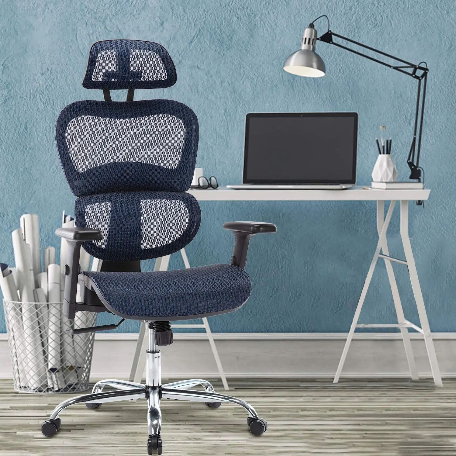 

Blue Ergonomics Mesh Chair Computer Office Chair 3D Armrests High Back Chair with Tilt/Lock Functions