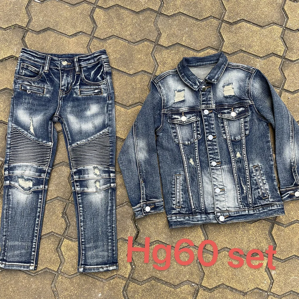 

New Design High Quality Boys Denim Jacket And Jean Sets Washable Kids Jeans Suit Popular Fashion Kids Jackets 2021, Picture