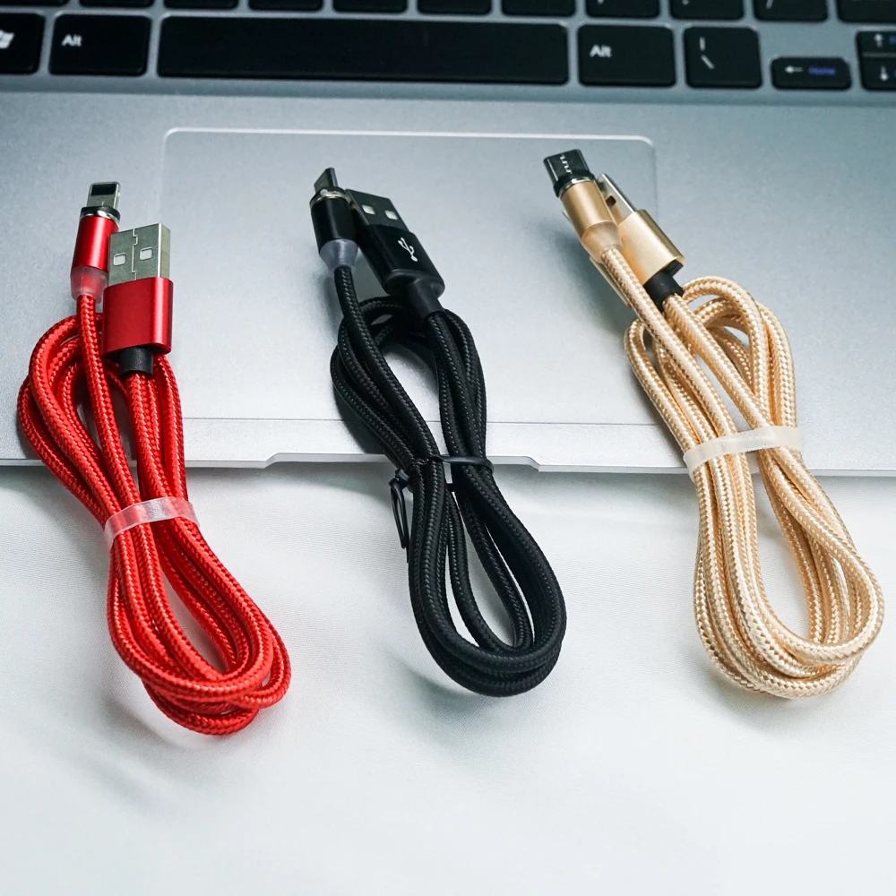 Hot selling 2A Nylon braided 360 Rotation LED Magnetic Usb Charger Cable For ios Micro USB Type C - ANKUX.COM