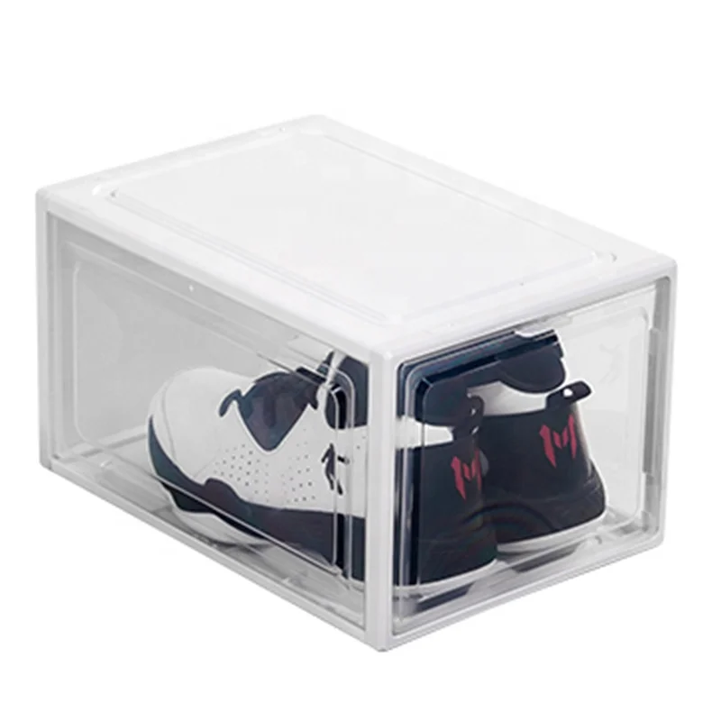 

Drop Front Clear Stackable display Shoe Box with Magnetic Closure Acrylic Shoe Box transparent display Sneaker box