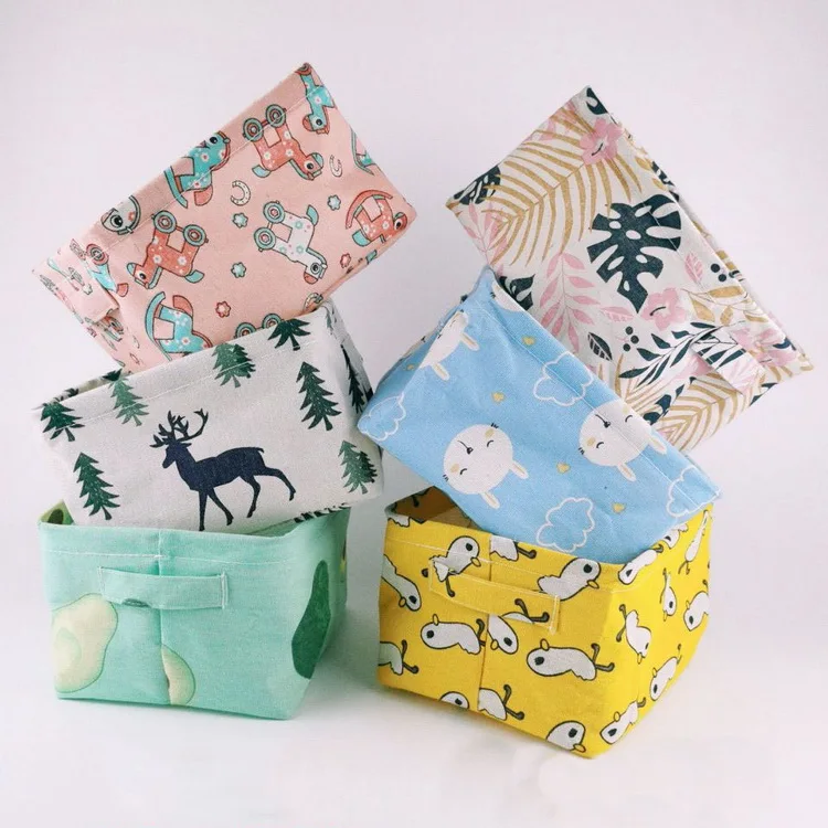 

Full digital printing cotton bag storage organizer customized folding storage bag for clothes toy underwear