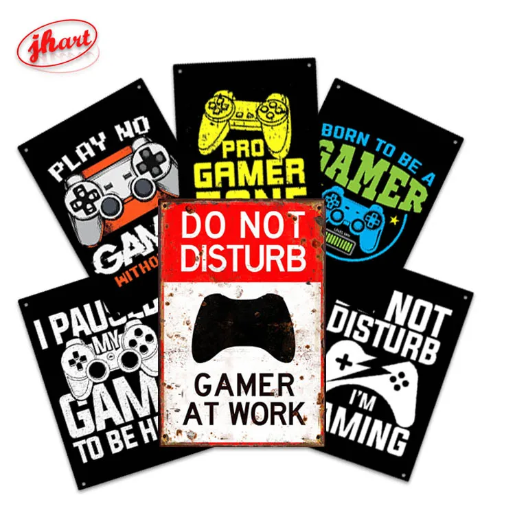 

DO NOT DLSTURB GAMER AT WORK Metal Sign Retro Tin Signs for Home Bar Club Game Room Man Cave Wall Decor Vintage Metal Poster