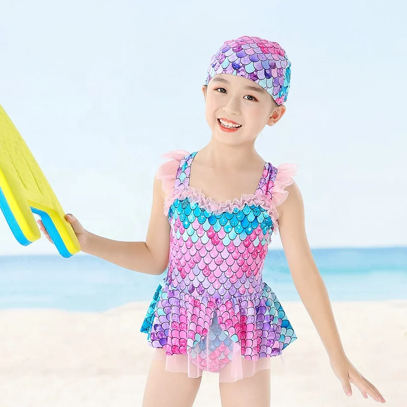

AGC01 Skirt style kids girls one-piece swimsuit children's swimwear