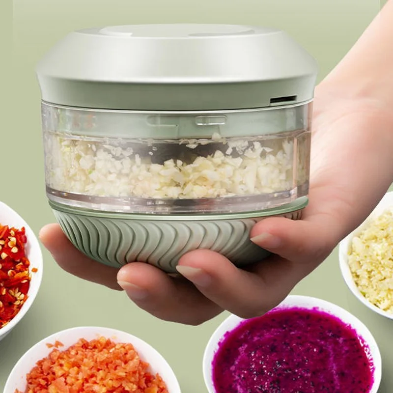 

Amazon top seller 2021 kitchen chopper stain garlic press Kitchen Accessories Slicer Vegetable Cutter, White/green