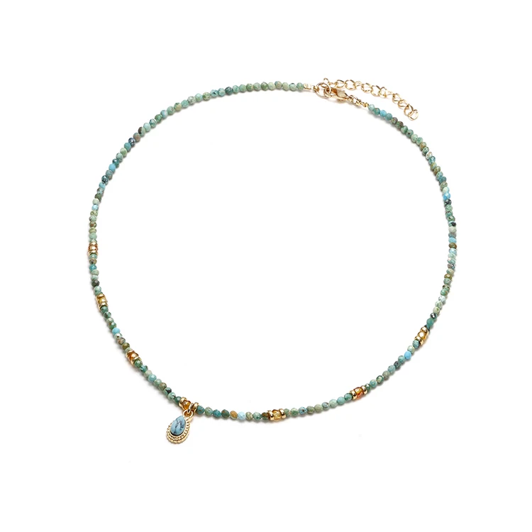 

New Products 18 K Gold Plated Faceted Nature Stone Beaded Necklace Pendant, Picture