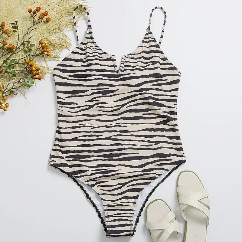 

Best Selling Sling Custom Swimwear One Piece Stripe Foil Swimming Costume Women Girls Striped Swimsuit