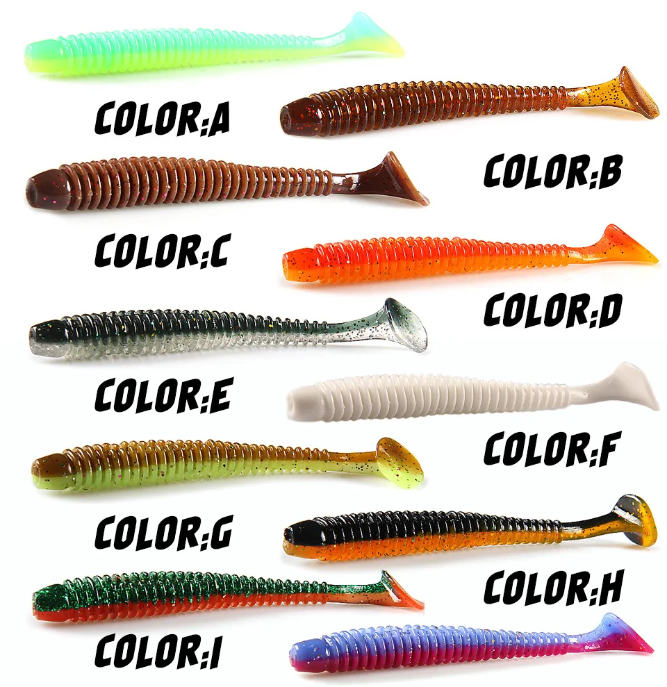 

Multiple colors 6.3cm/8cm 9.7cm 20PC/Bag New Style soft plastic fishing bait T Tail Soft Baits, 23 colors