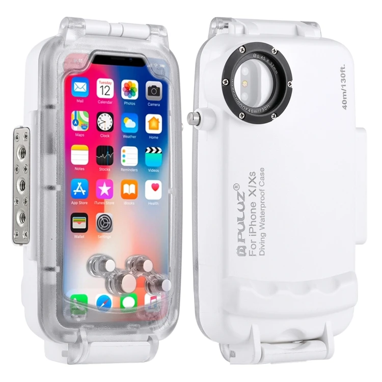 

Wholesale PULUZ 40m/130ft Waterproof Diving Housing Photo Video Taking Underwater Cover Case for iPhone X / XS