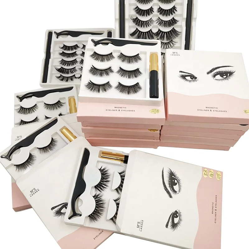 

New arrivals magnetic eyelashes 3 pairs magnetic lash with eyeliner set