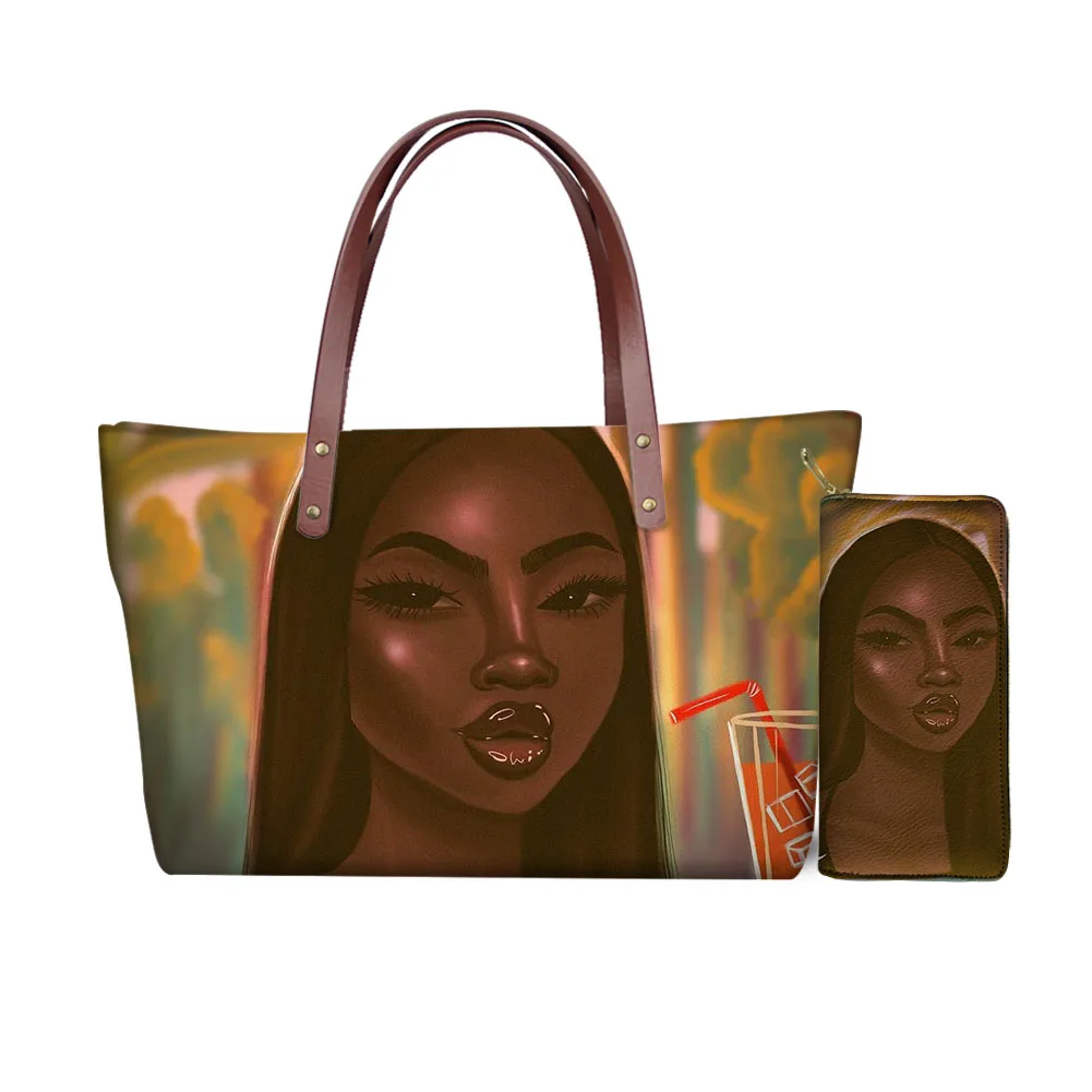 

Black Art African Girls Printed bolsas-ecolog bolsas de dama bolsa femenina designer purses and ladies handbags, Customized color