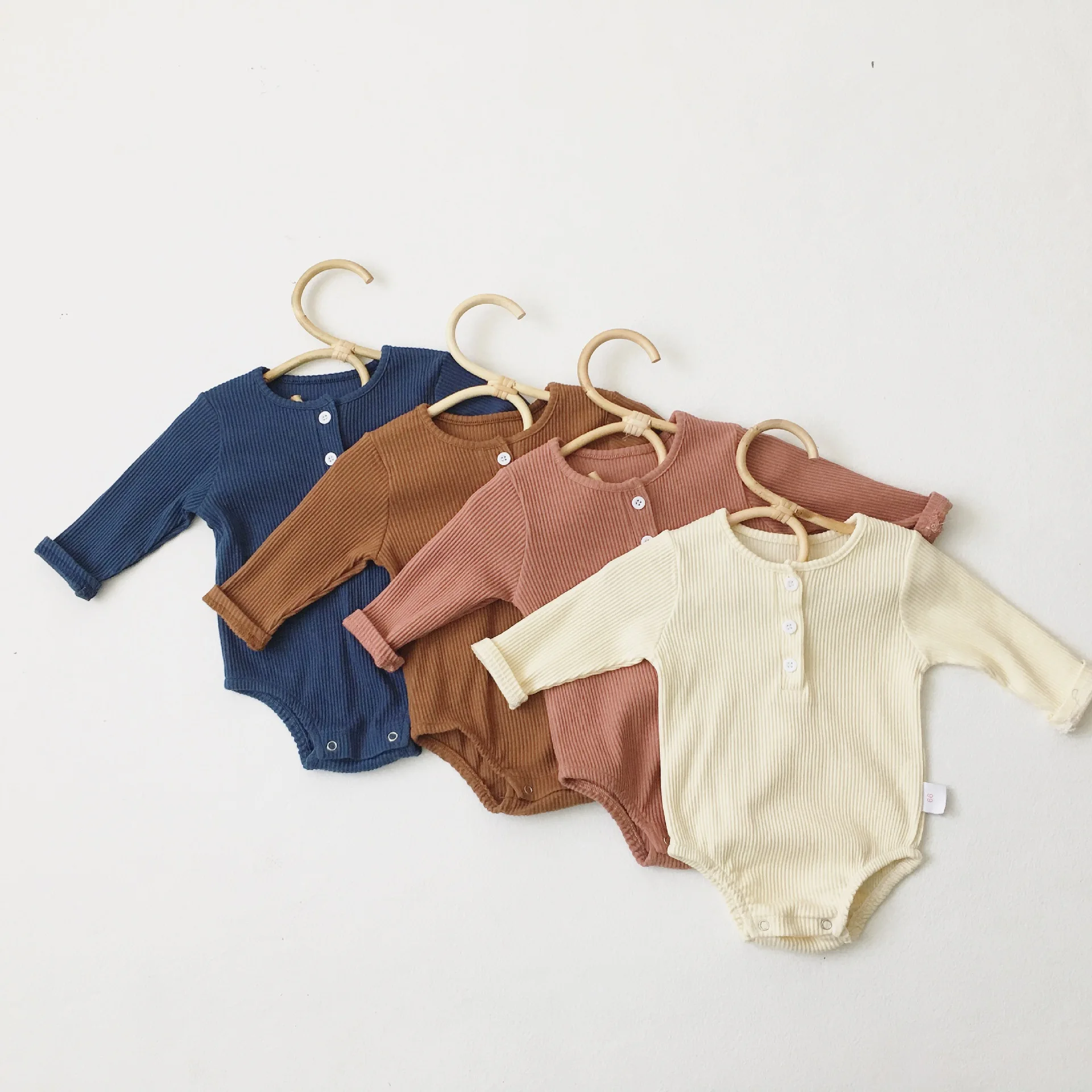 

Baby clothes romper baby casual wear longsleeve plain rib baby romper, 4color