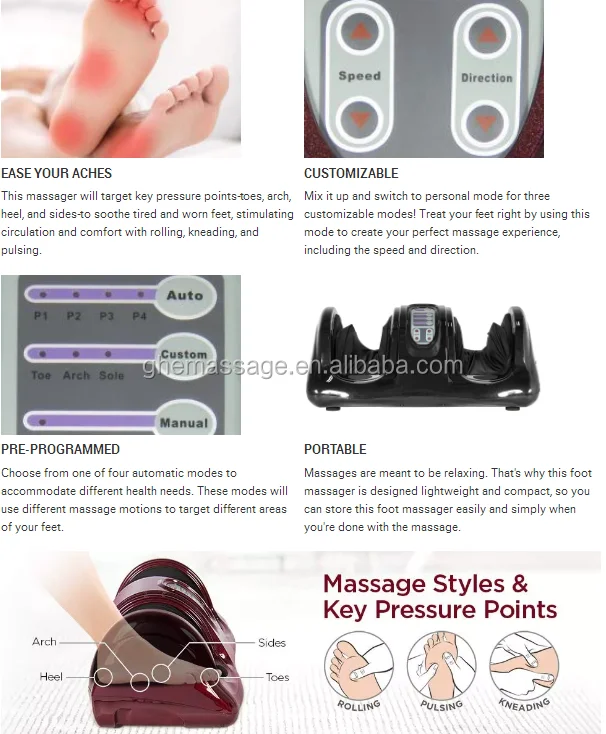 New Automatic Body Shiatsu Spa Bath Vibrator Leg Electric Foot Massage