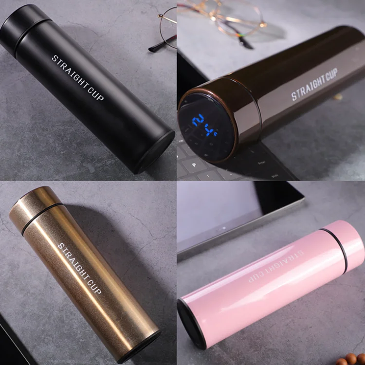  Private Label 17oz Metal Infuser Tumbler Stainless Steel LED Smart Water Bottle with Temperature Display