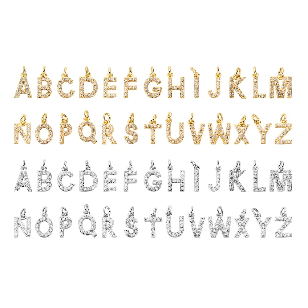 

High Quality Brass S925 Small Initial 26 Alphat Letters DIY CZ Charms Pendants For Necklace Bracelets Jewelry Findings