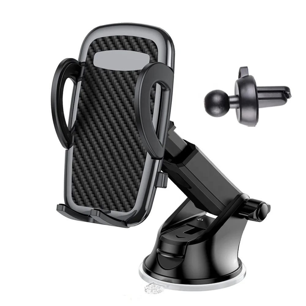 

USLION 2 in 1 Universal Car Air Vent Phone Holder Cradle Car Dashboard Mount Phone Holder 360 Rotation Mobile Phone Stand, Black