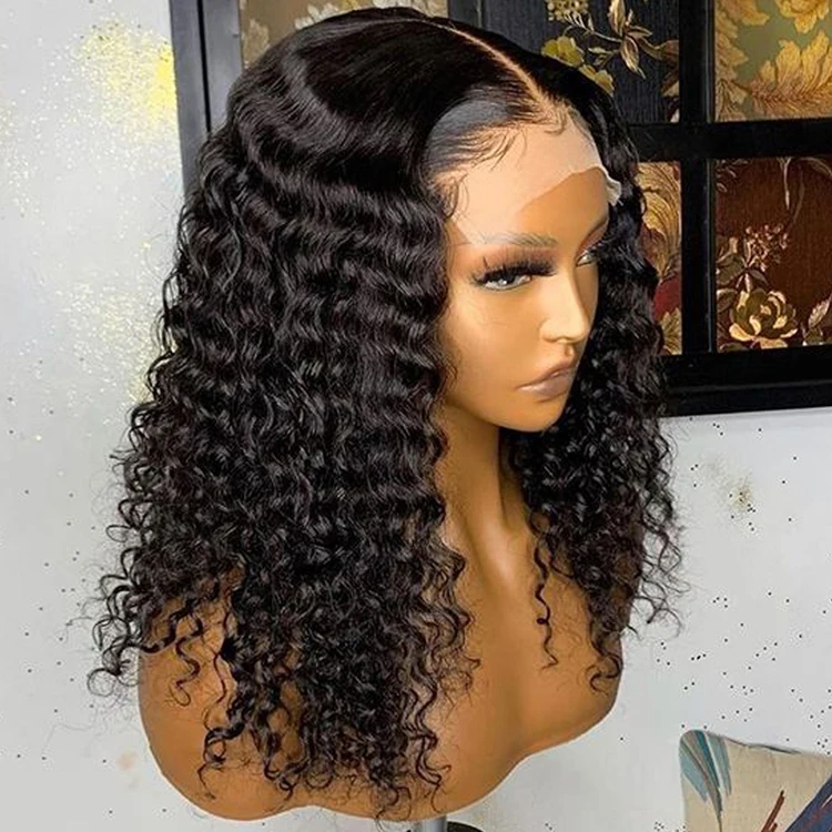 

10A Grade Deep Wave Lace Front Human Hair Wig Pre Plucked Brazilian Hair Lace Frontal Wigs