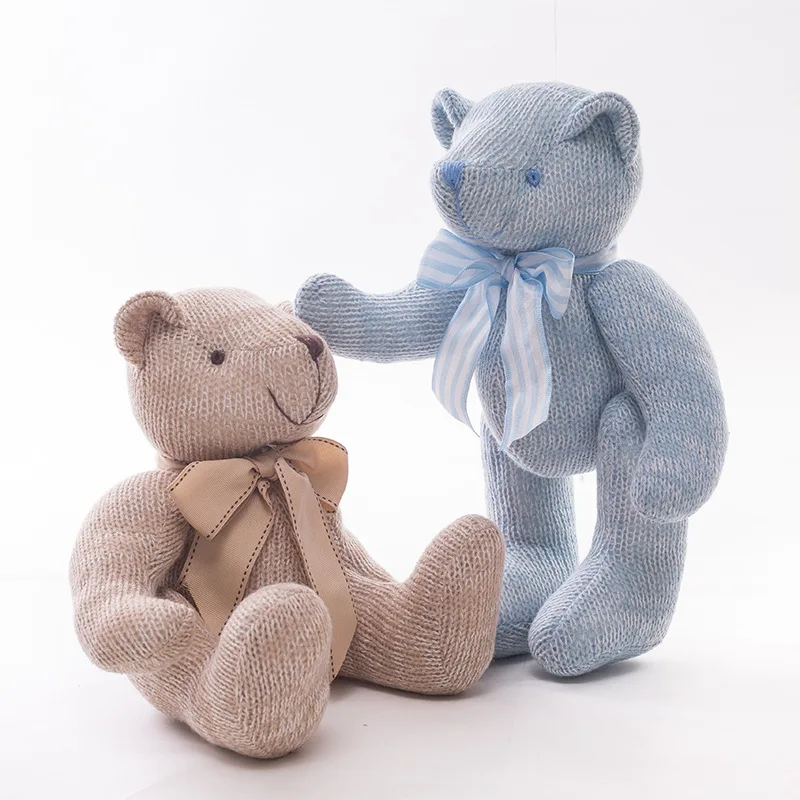 

Soft Cute Teddy Bear Stuffed Animal Knitting Plush Toy Adjustable Joint Kids Christmas Birthday Gift For Girls Friends 14 Inch, Picture