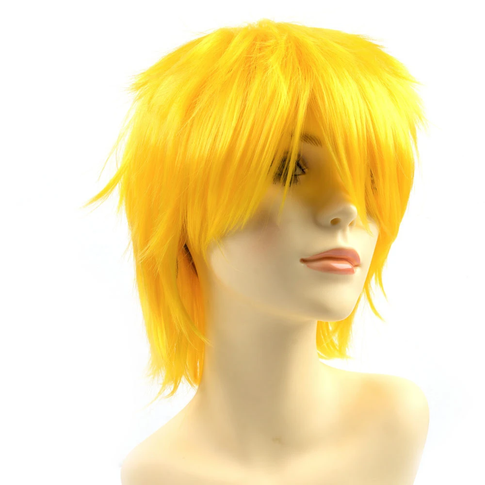 

Free Shipping High Quality 8 Inches Short Wigs,Yellow colored Wigs,Synthetic Anime Cosplay Wigs, Colored as coloring or customiation
