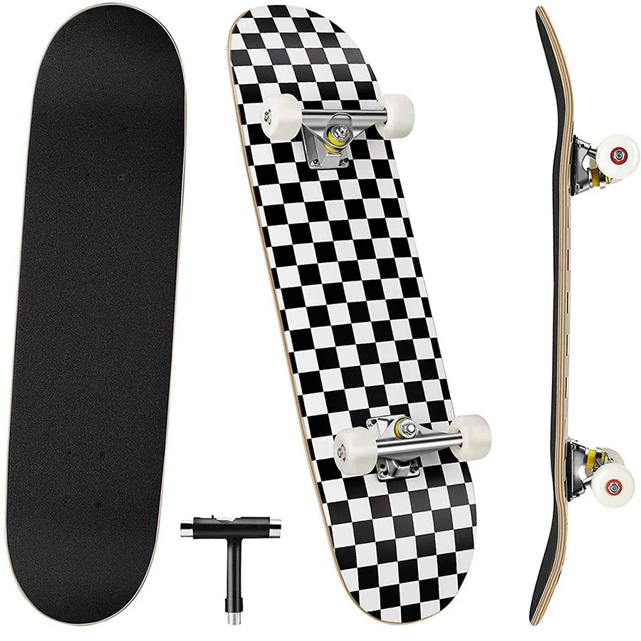 

Deck 31in Complete Standard Skateboards for Beginners with 7 Layers wood Double Kick Concave Skateboards surface custom for Kids