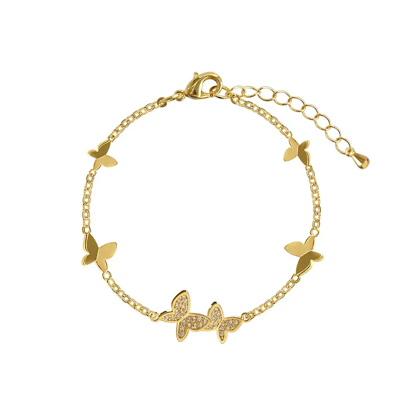 

10k gold micro inlay butterfly bracelet