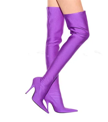 

Europe and America over knee boots pointed stiletto boots dance shoes multi-color custom over knee elastic boots, As shown in figure