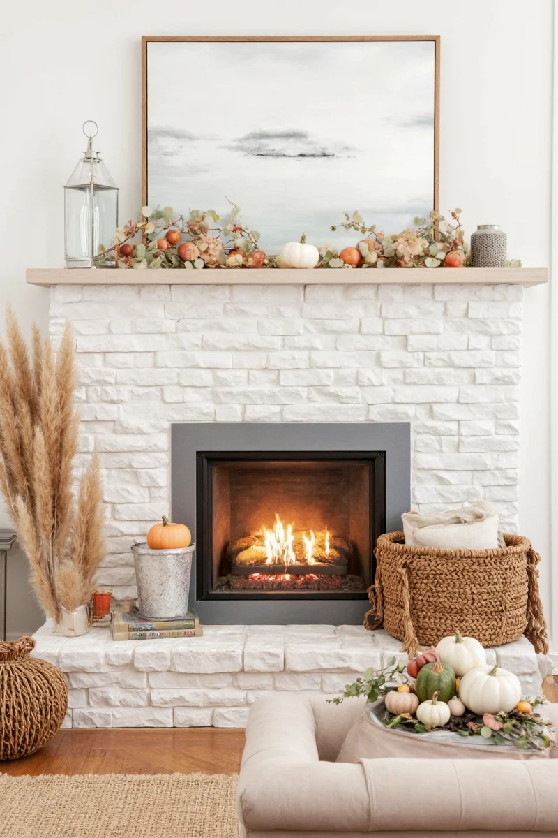 Kids crafting fall decorations with parents