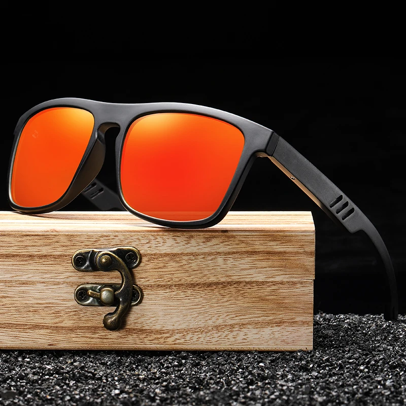 

Black Full Frame Wooden Glasses Polarized Sunglasses