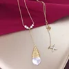Handmade pendant gold filled 14mm real fresh smooth baroque pearl necklace