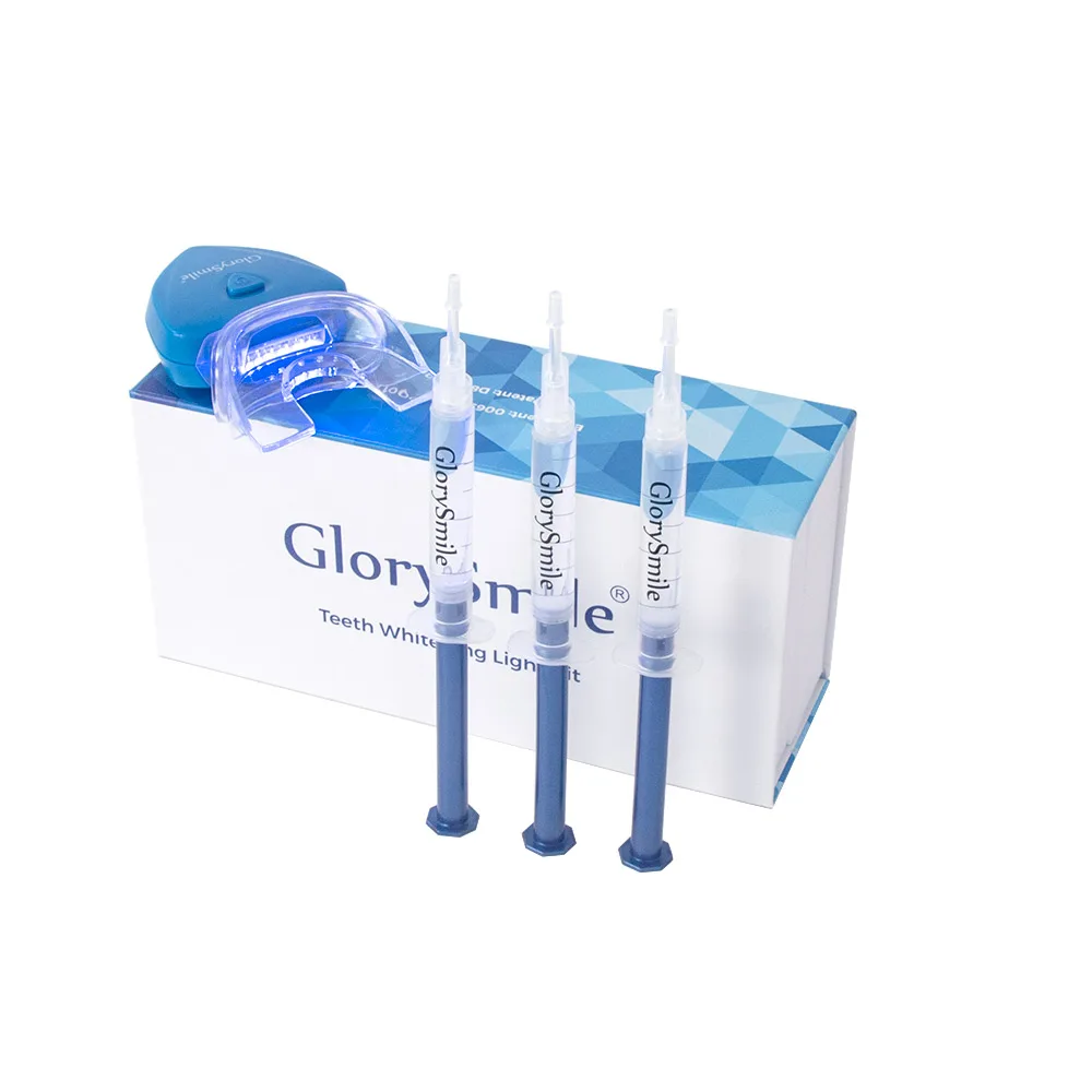 

2021 launched Glorysmile Wireless 6led pink blue mini led light 10 Mins timer treatment Teeth Whitening Kit private logo