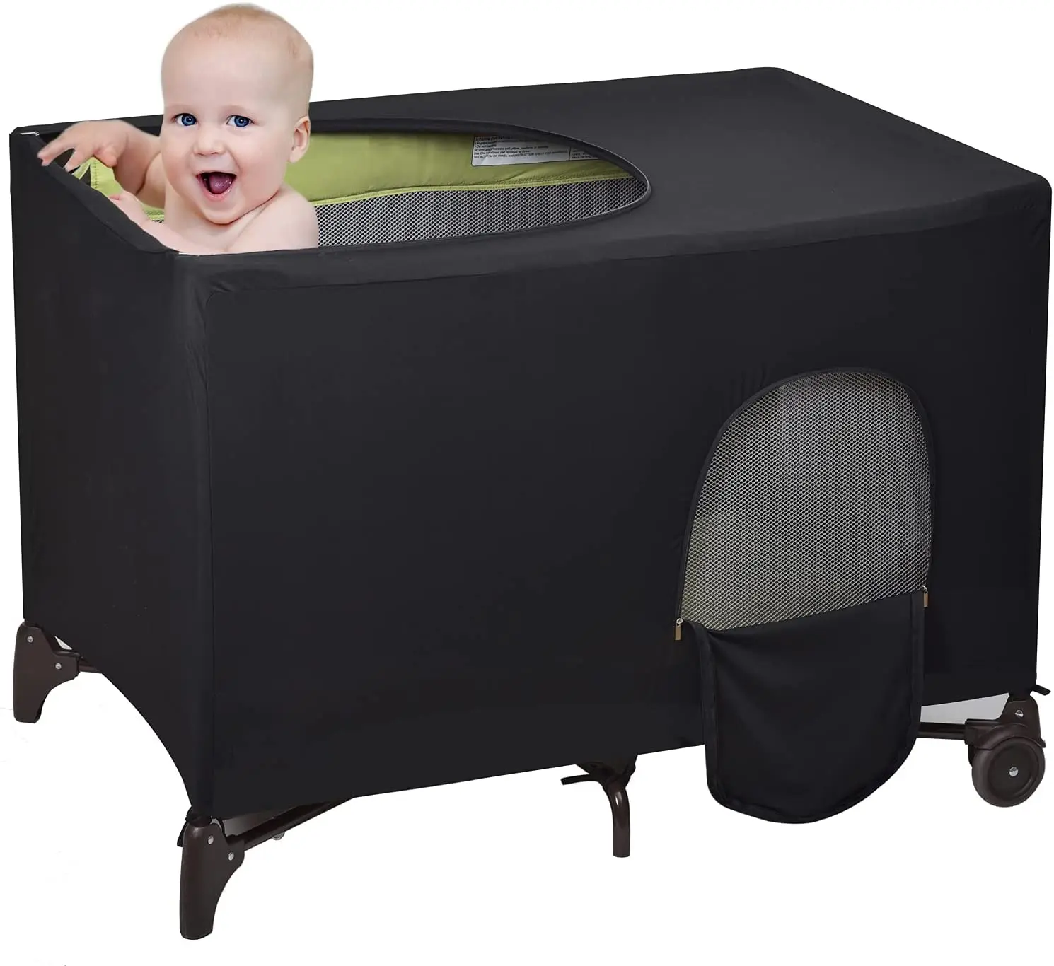 

High Stretchable Portable Sleeping Playard Crib Tent Cover Stretchy Blackout Tent Breathable Baby Netting Cover
