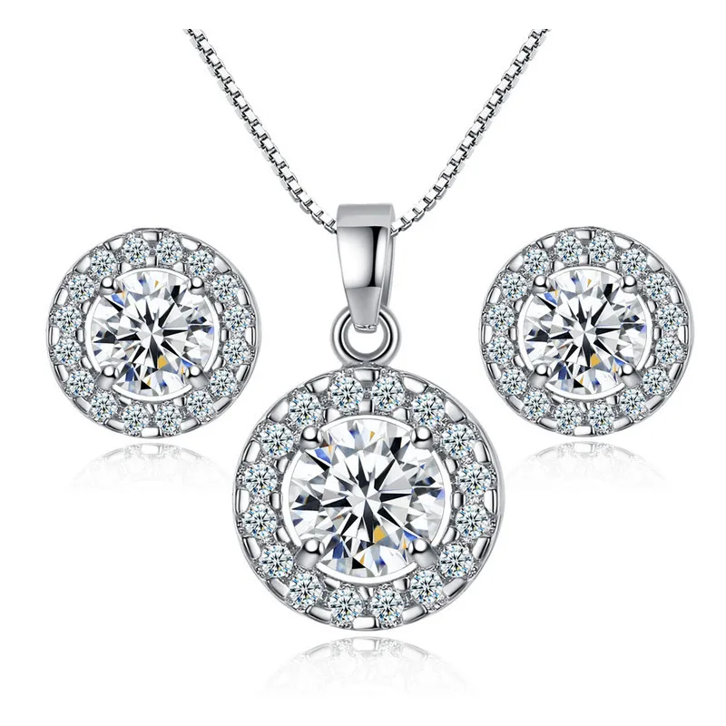 

Hot selling jewelry set necklace earrings jewelry zircon necklace and earring sets for women, As pic