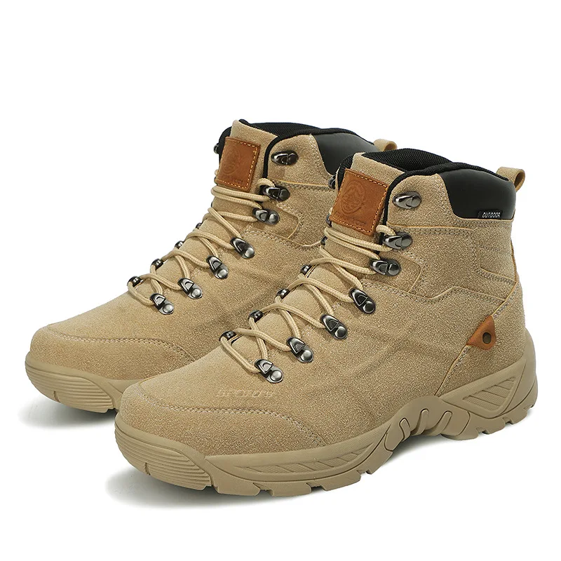 

Men in military boots anti-skid wear-resistant and shock-absorbing large size outdoor mountaineering Military training shoes