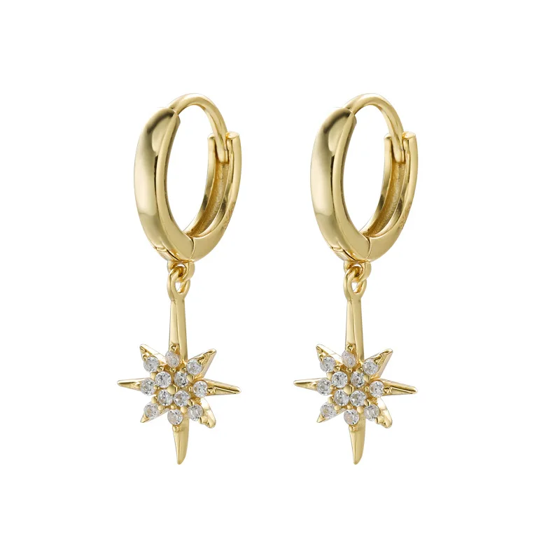 

gold plated star hoop earring pendant s925 sterling silver star earring