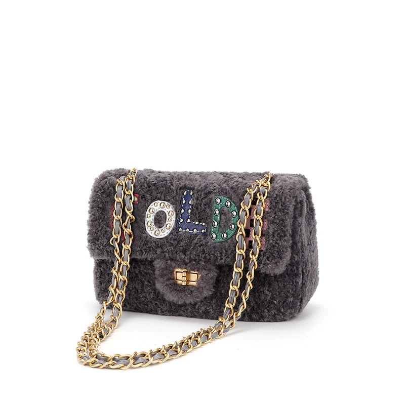 

High Quality Winter Lambswool Fur Leather Shoulder Bag Wholesale Fashion Designer Female Luxury Bags Ladies Women Handbags