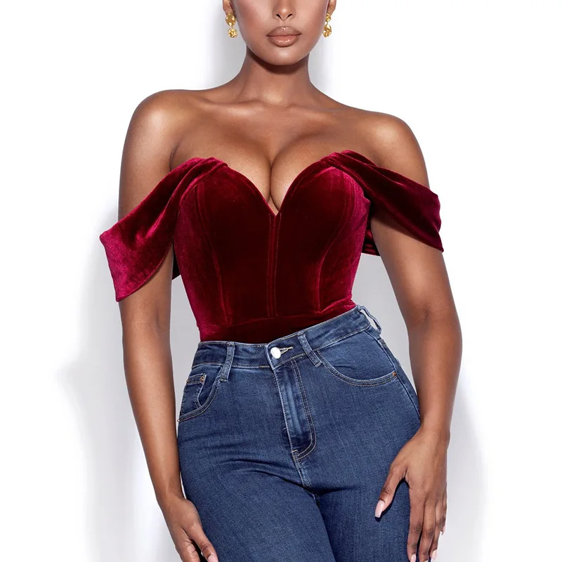 

KQ-257 Fashion sexy off-shoulder backless one piece jumpsuits solid color women bodycon jumpsuit summer clothing, As picture