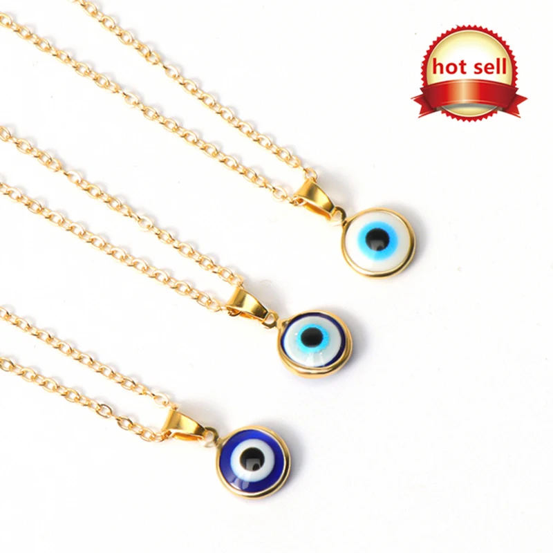 

high quality Factory direct sale Trendy Gold Plated Devil Eyes jewelry Evil Blue Eye Necklace Pendant Necklace For Women