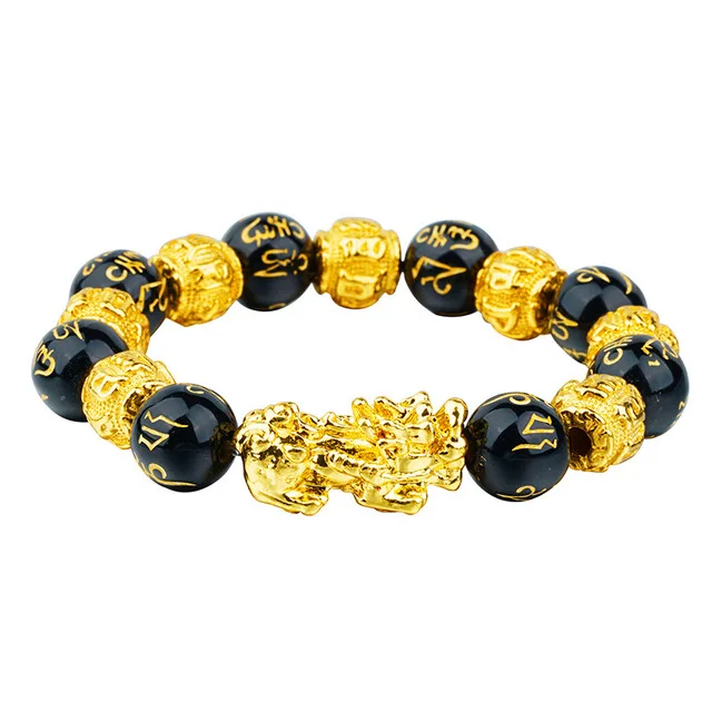 

Feng Shui Good Luck Bracelets for Men Obsidian Bead Dragon Lucky Charm Bracelet Pixiu Attract Wealth Money Feng Shui Bracelet, As the picturs