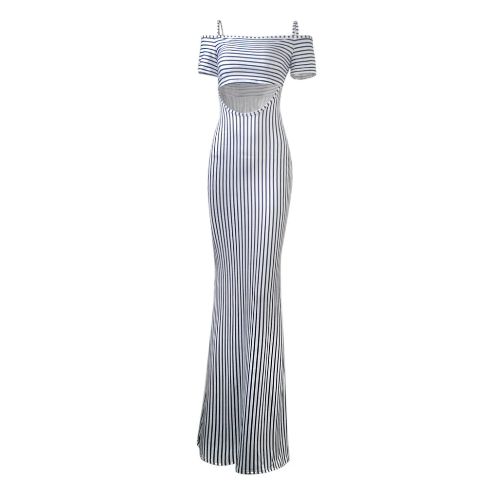 

WW-0804 Printed Stripe Dress Hollow Out Perspective Sexy Dress Printed Evening Gown See Through Dress Night Sexy, Customized color