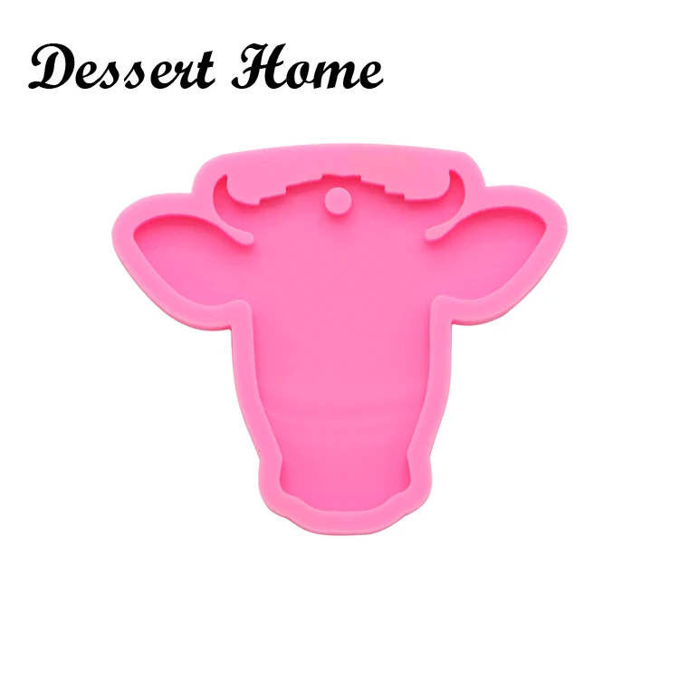 Silicone Keychain mold Shiny bull cow head silicone keychain mold Jewelry Making glitter epoxy