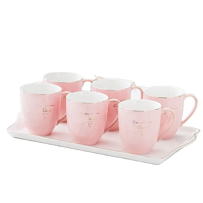 

Cheap Ceramic Coffee And Tea Set 6 Pcs Mug With/plate No Spoon, As picture