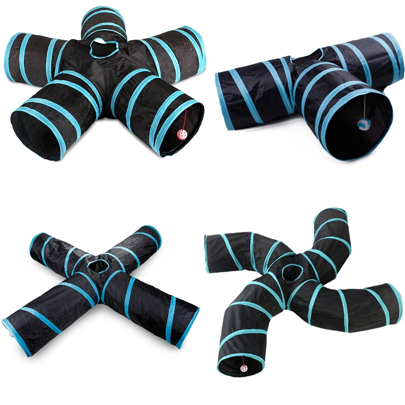 

BPA FREE Hot Sell 2/3/4/5 Holes Pet Cat Tunnel Foldable Training Collapsible Cat Playing Tunnel Cat Tube with Ball