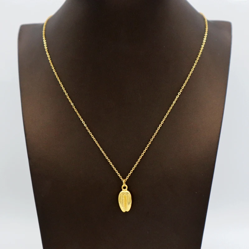 

WN056 Rosegold Chunky18K gold plated stainless steel necklace with shell pendant