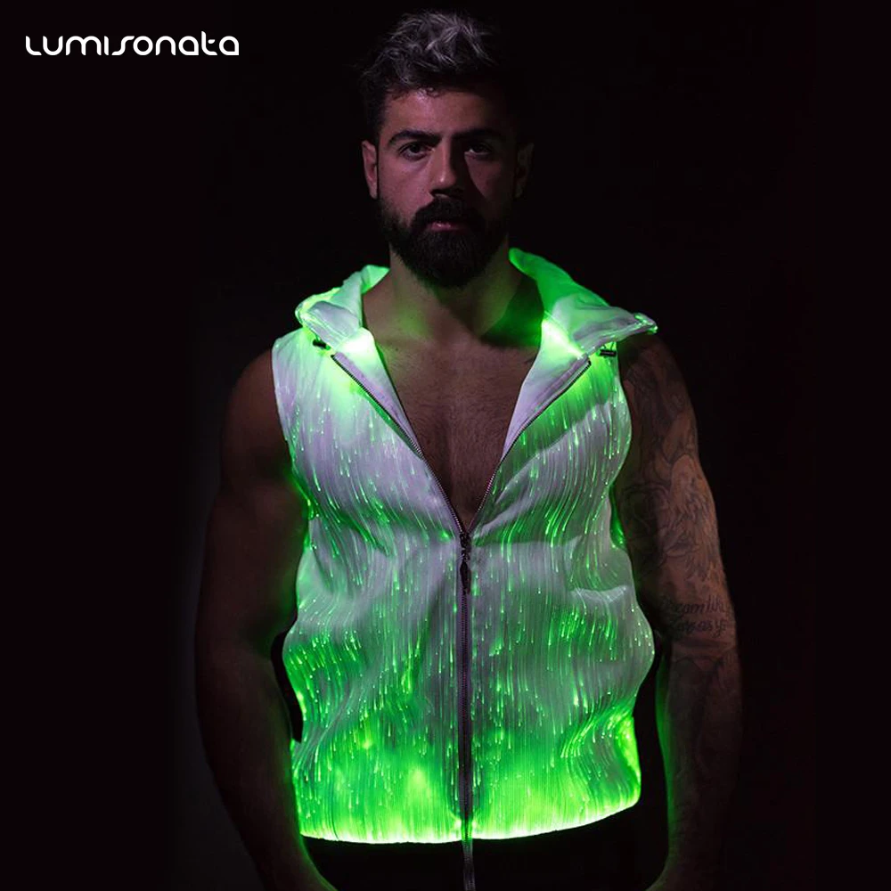 

Customize new Luminous Zippered Hoodie Light up to live stage performance man Hoodie party glitter Jacket