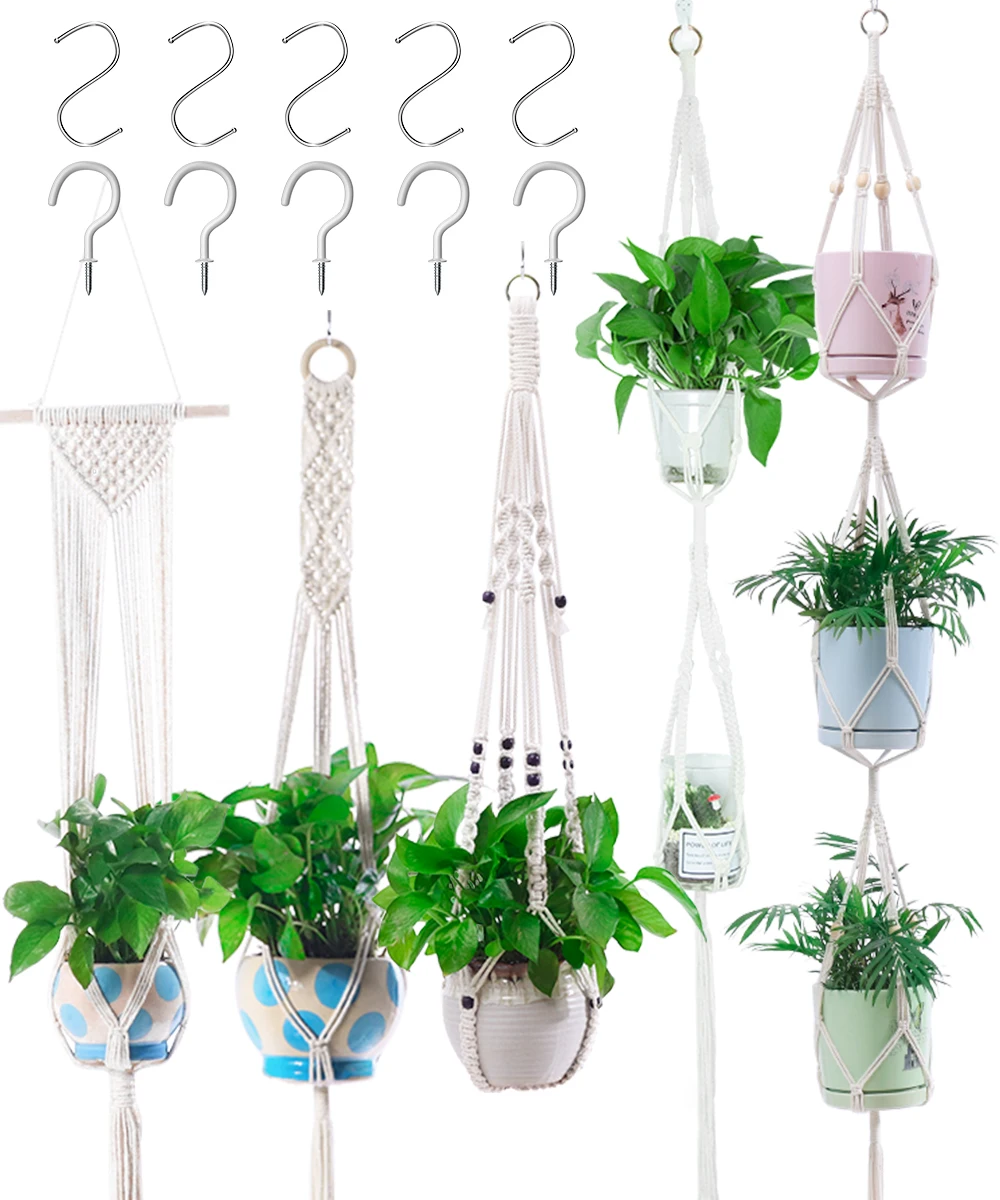 

Handmade Cotton Macrame Plant Hanger Indoor & Outdoor Plant Hanger Home Decoration