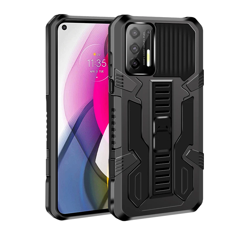 

Dual Layer Non-Slip Folding Bracket Grip Hold Anti Fall PC+TPU Armor Shockproof For Motorola Moto One 5G Ace G Stylus 2021 Case